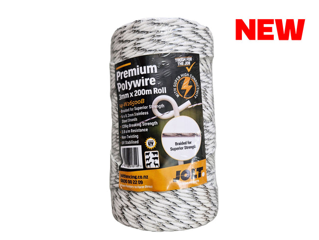 Premium Polywire - Braided 3mm 6 strand 200M roll
